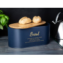 Altom Design kutija / spremnik za kruh, metalna s poklopcem od bambusa, tamnoplava