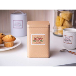 Altom Design posuda za kavu, čaj, šećer s četvrtastim poklopcem Happy Home bež - 0204018400
