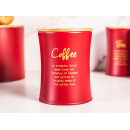 Altom Design stožasta posuda za kavu s bambusovim poklopcem crvena, dekor COFFEE - 0204018415