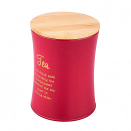 Altom Design stožasta posuda za čaj s bambusovim poklopcem crvena, dekor TEA - 0204018414