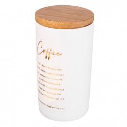 Altom Design porculanski spremnik s bambus poklopcem, bijeli sa zlatnim natpisom Coffee - 02010182