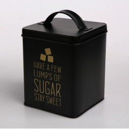 Altom Design kvadratna kutija crna, zlatni natpis Sugar 11X11X14 cm - 0204018331