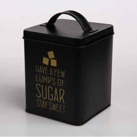 Altom Design kvadratna kutija crna, zlatni natpis Sugar 11X11X14 cm - 0204018331