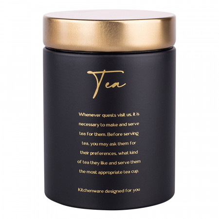 Altom Design posuda za čaj crna sa zlatnim poklopcem Tea 11x11x15 cm  0204018428