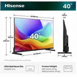 HISENSE TV LED 102cm 40A5S